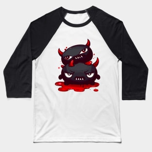 Cute little evil blood black monsters Halloween Baseball T-Shirt